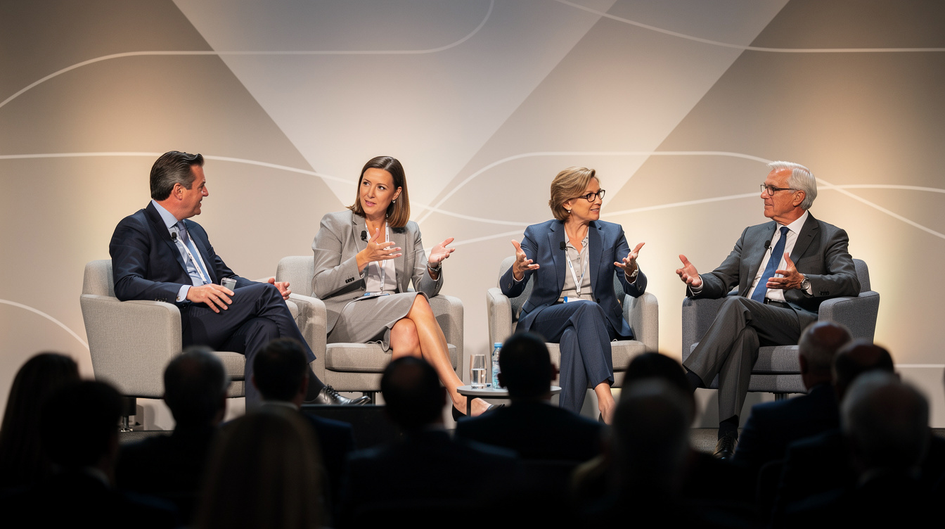 Panel of speakers discussing at a business forum